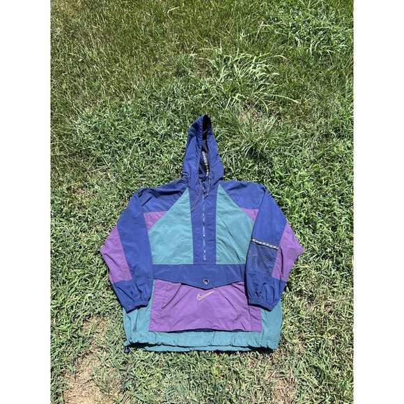 Vintage 90's Nike Color Block Anorak Parka Mens XL Windbreaker Hoodie
